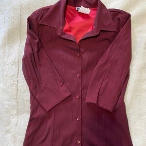 Dyna Sport Y2K Wine-coloured Button-up Iridescent Shirt